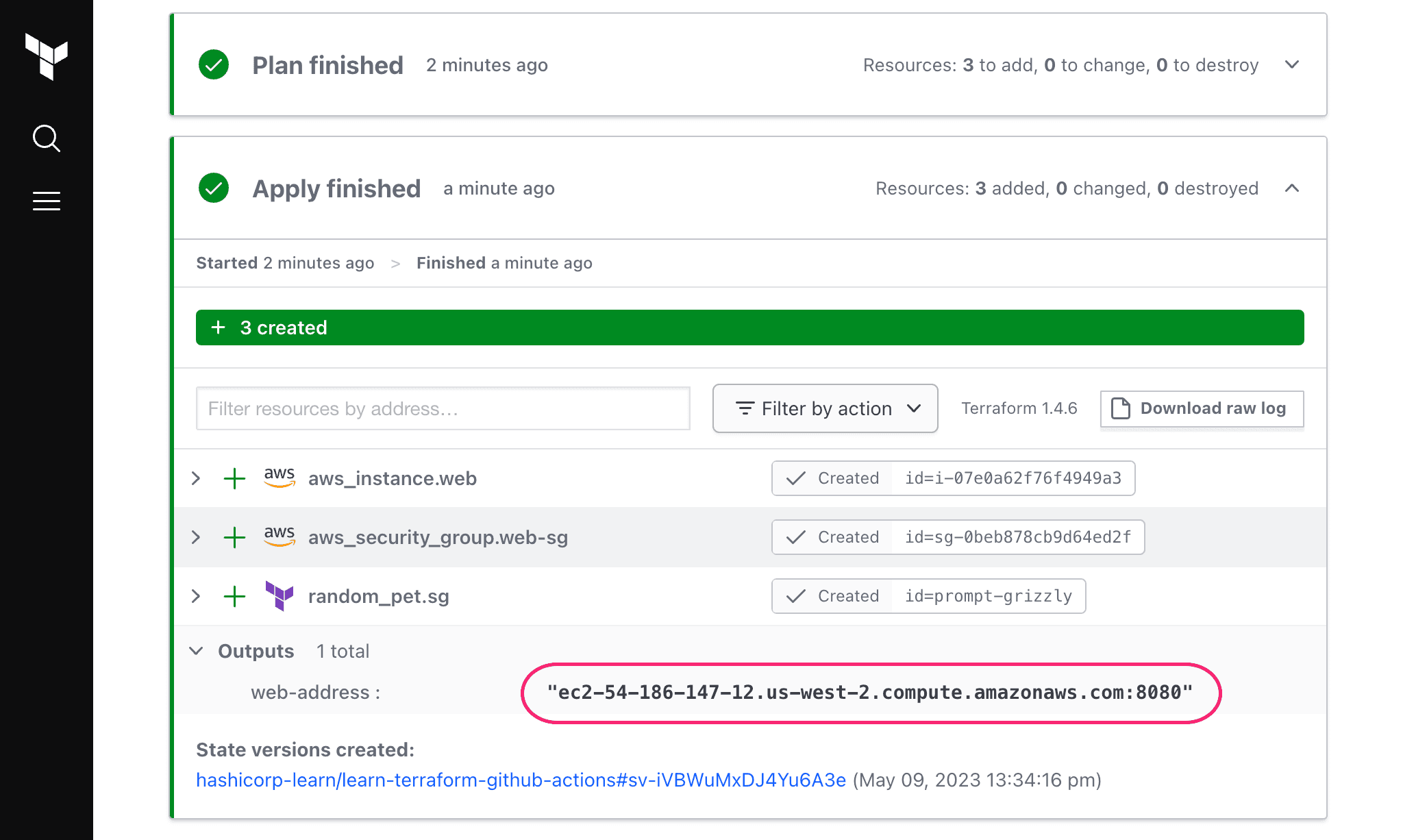 View Apply run in HCP Terraform.